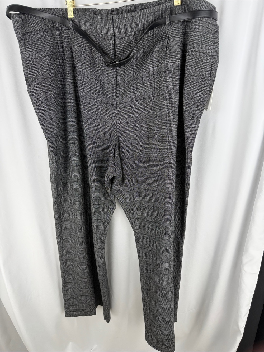 Calvin Klein Plus Size Charcoal Glen Plaid Dress Pants - Picture 3 of 15